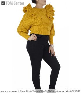 Pull à la taille en laine - Épaules Bouffantes