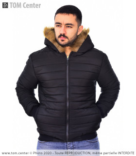 Doudoune Classique - Noir - Capuche avec Fourrure