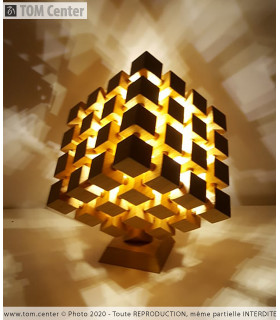 Cubiks 3D - Lampe Déco en Bois Exotique